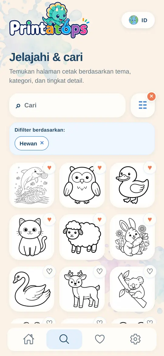 Pencarian Printatops dengan gambar mewarnai hewan dan favorit tersimpan
