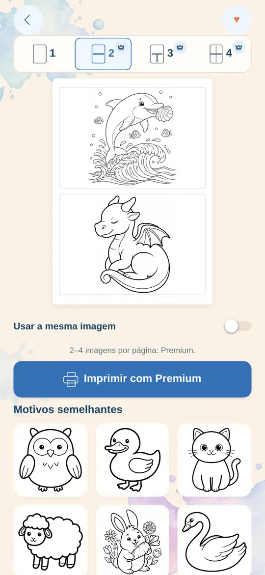 Impressão múltipla no Printatops: golfinho e dragão bebê dormindo em uma folha
