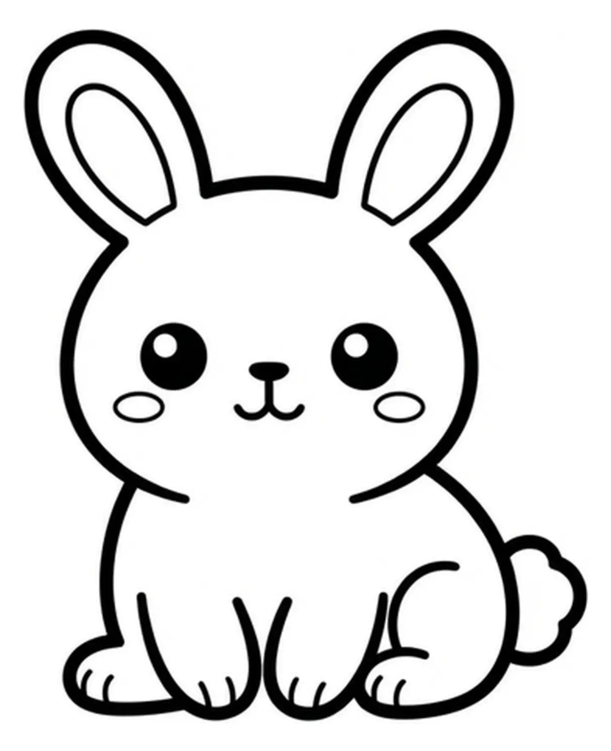 Centered kawaii bunny standing alone on a plain white background with clean simple outlines.