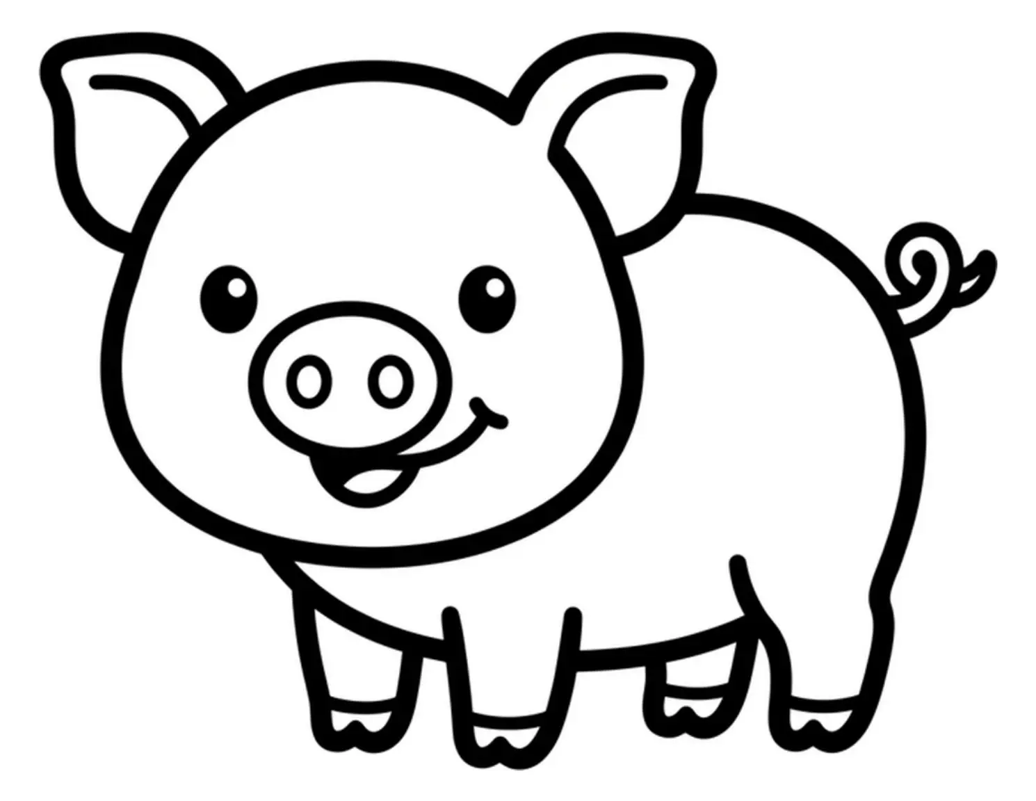 Single cute piglet centered on a plain white background with simple coloring outlines.