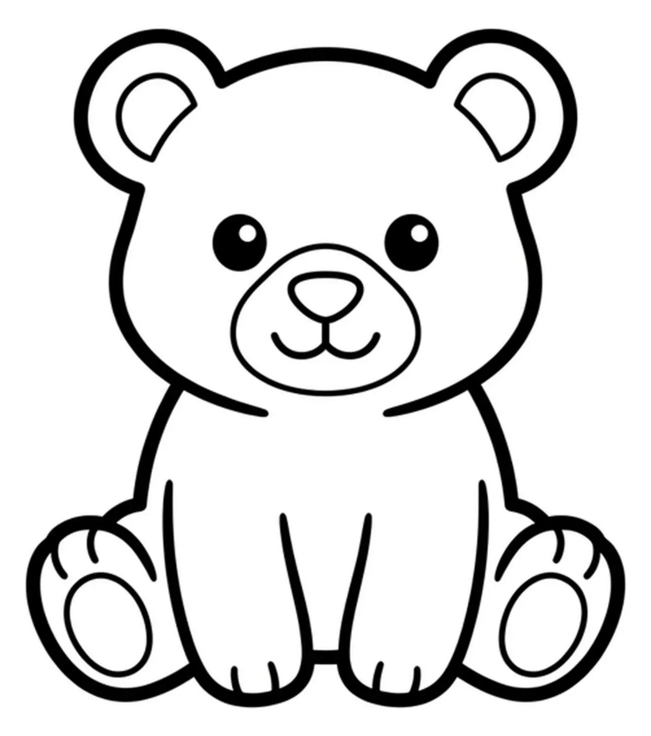 Single cute bear cub outlined for coloring on a plain white background.