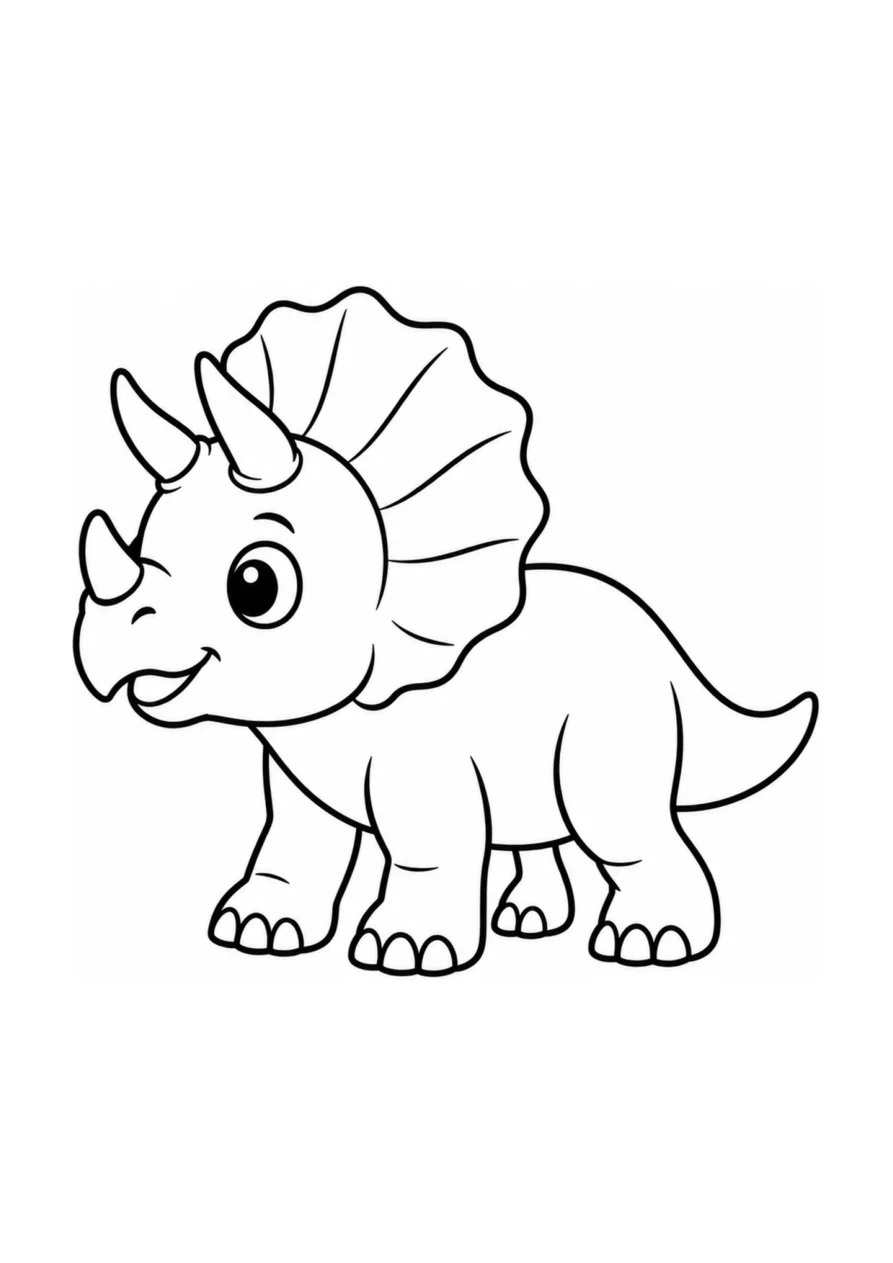 An easy coloring page with one baby triceratops.
