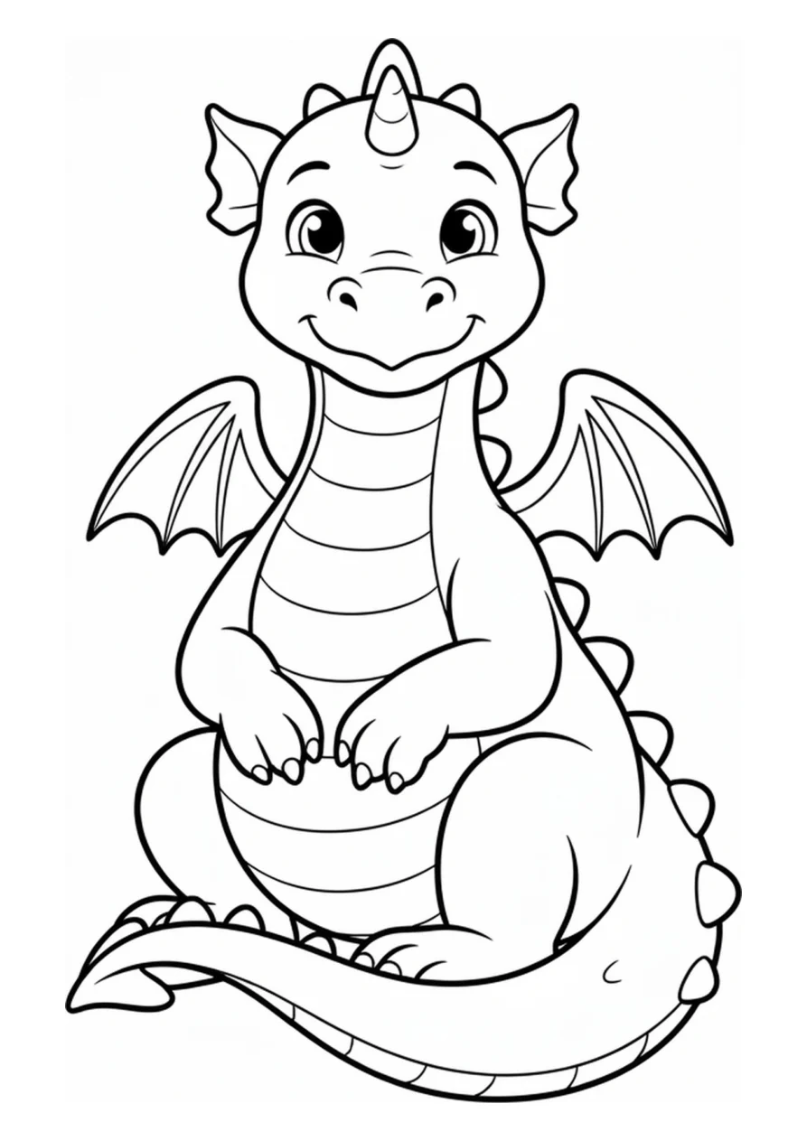 Drache als einfaches Ausmalbild.