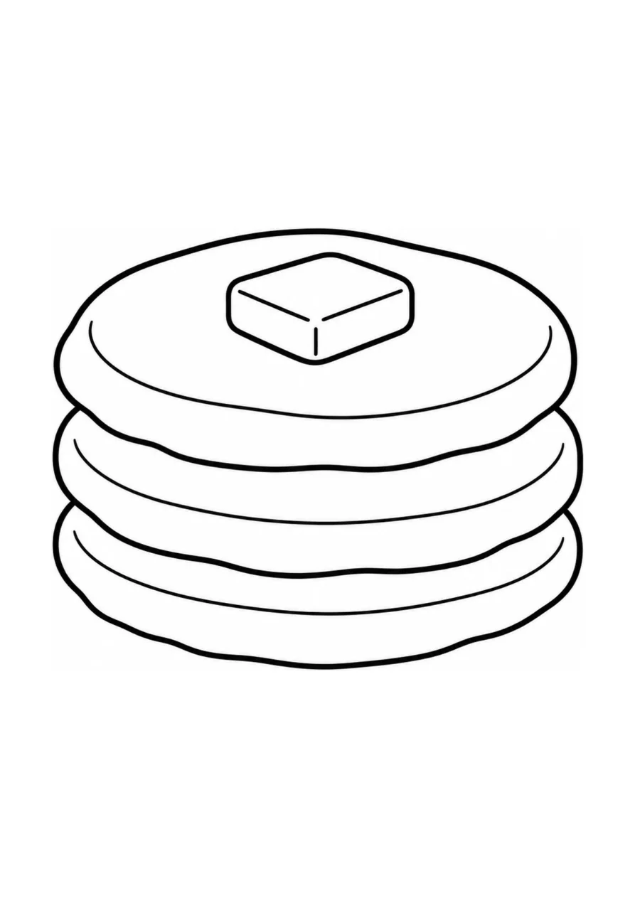 An easy coloring page with one pancake stack.