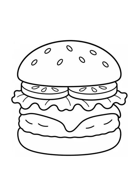 Cheeseburger als einfaches Ausmalbild.