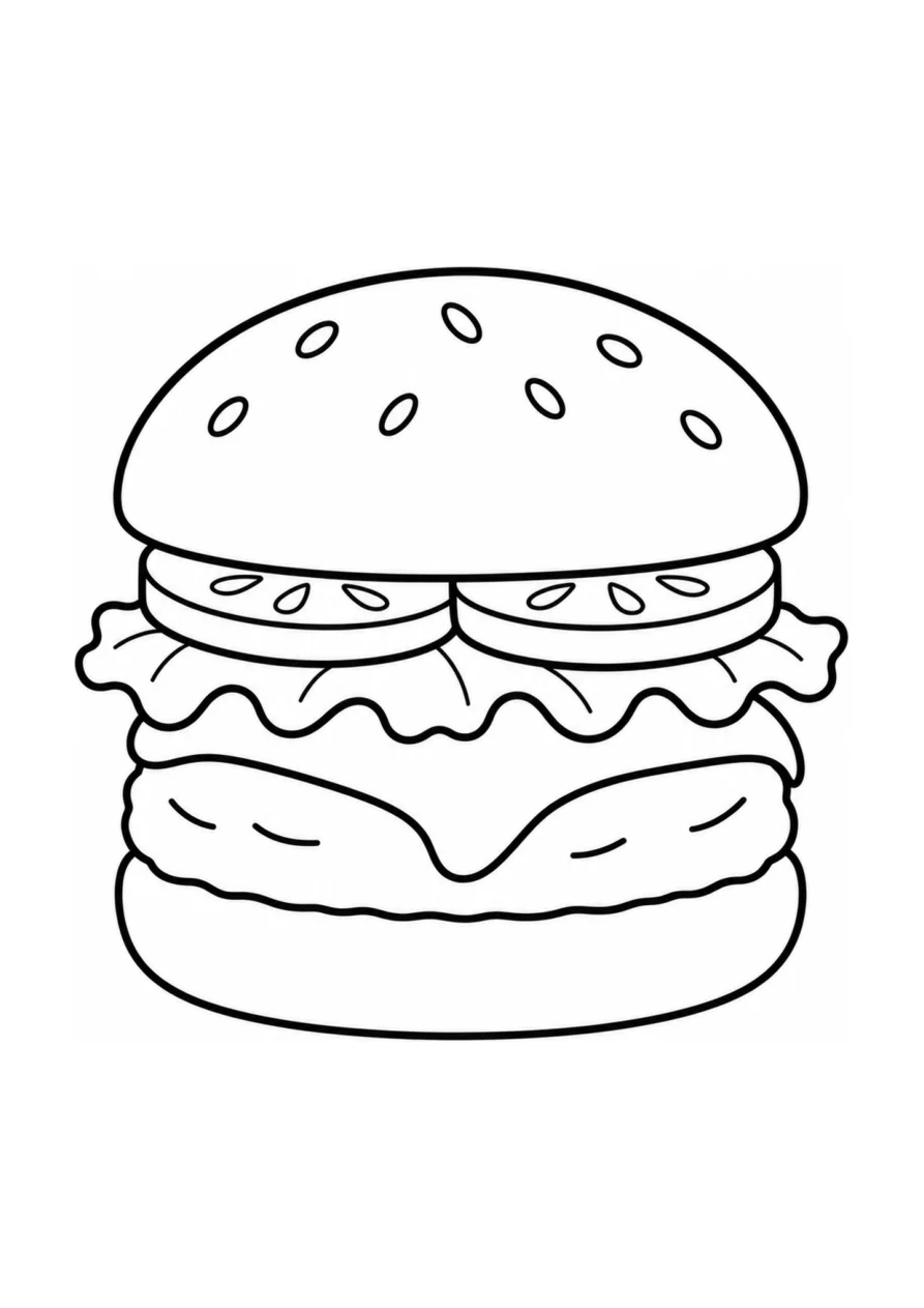 Cheeseburger als einfaches Ausmalbild.
