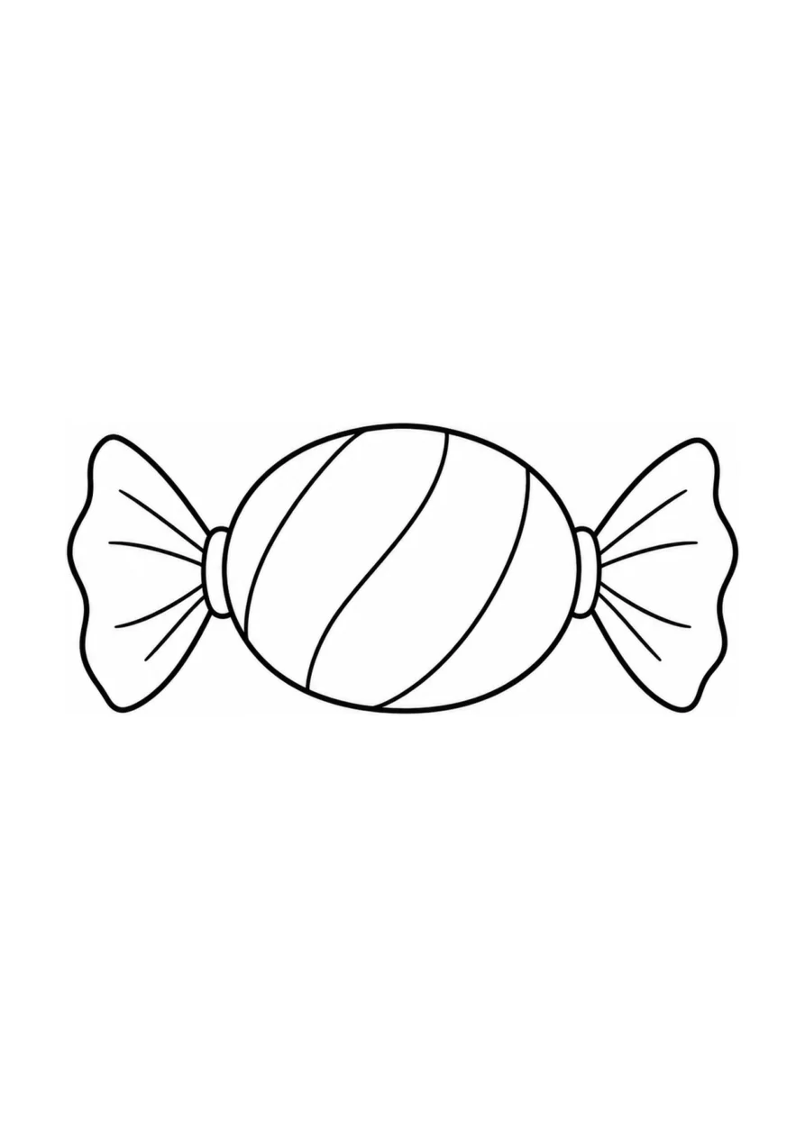 An easy coloring page with one wrapped candy.