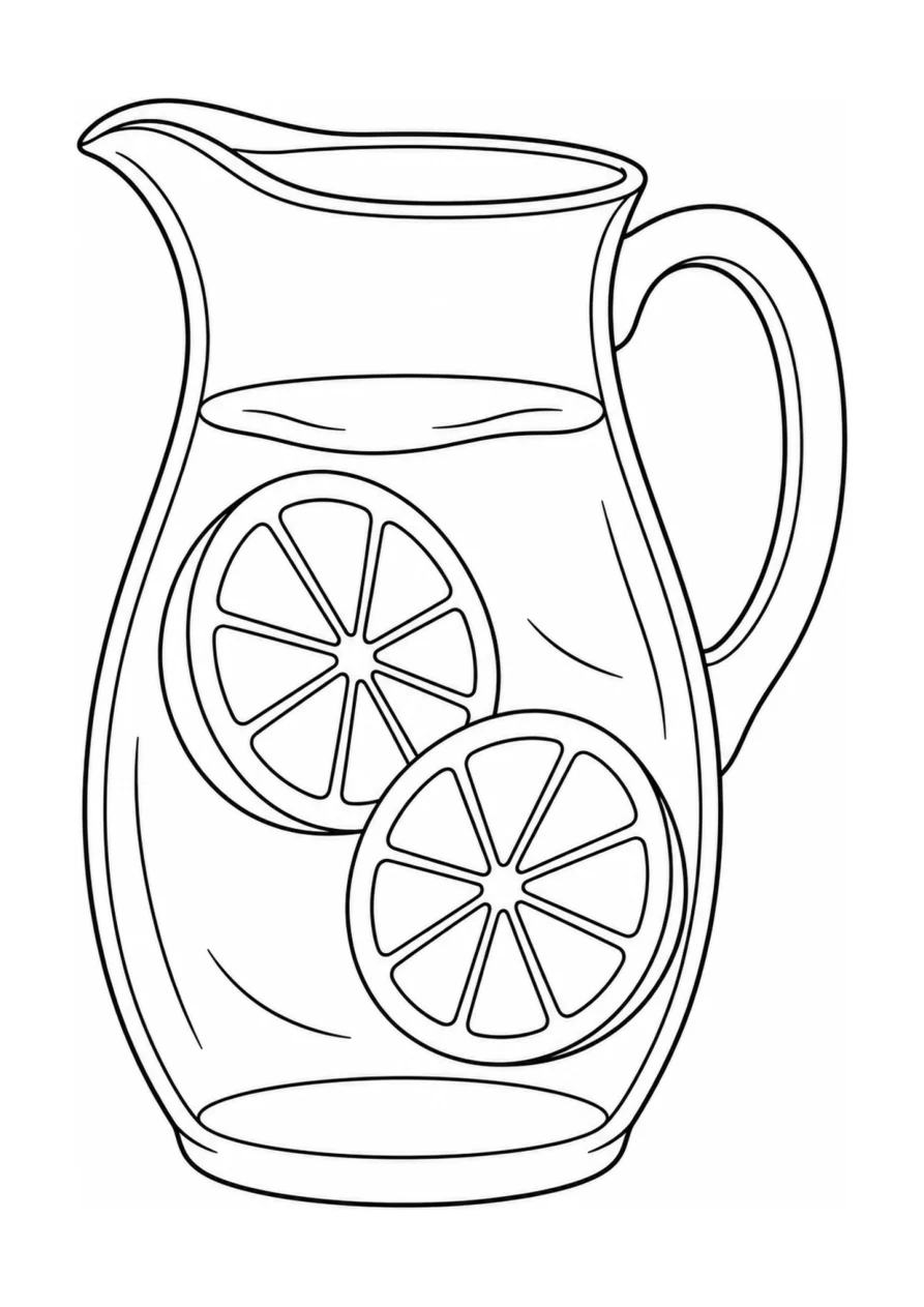 A medium coloring page with one lemonade pitcher.