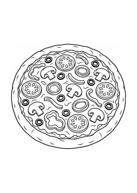 Pizza als mittelschweres Ausmalbild.