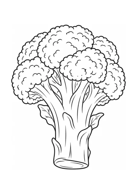 Brokkoli-Krone als mittelschweres Ausmalbild.