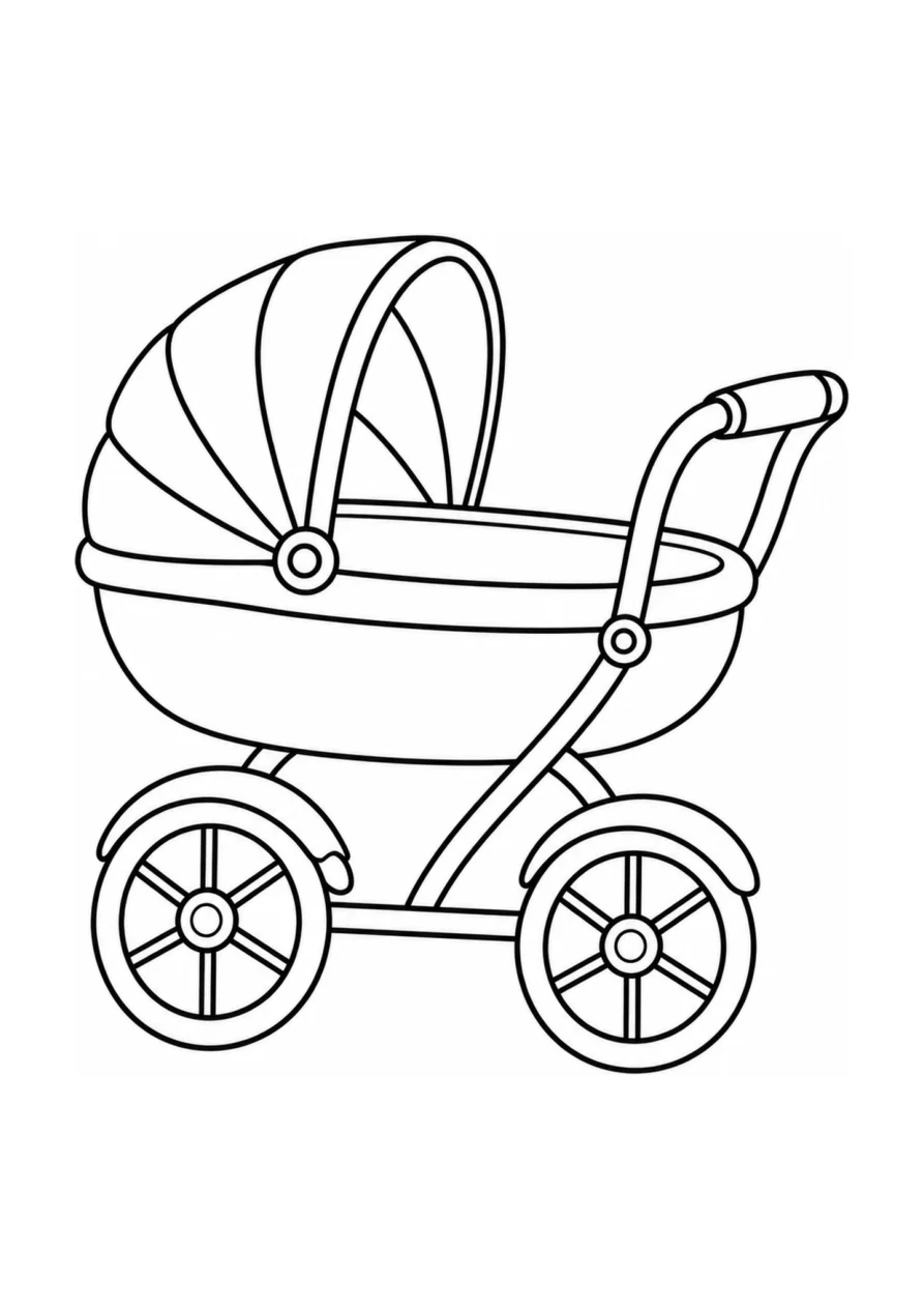Kinderwagen als einfaches Ausmalbild.
