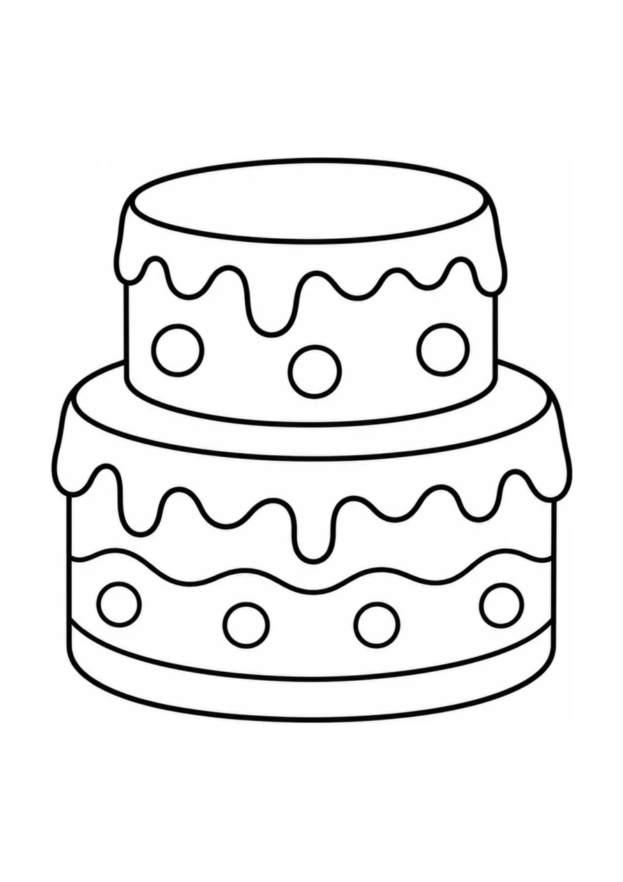 Gâteau d'anniversaire, un coloriage facile.