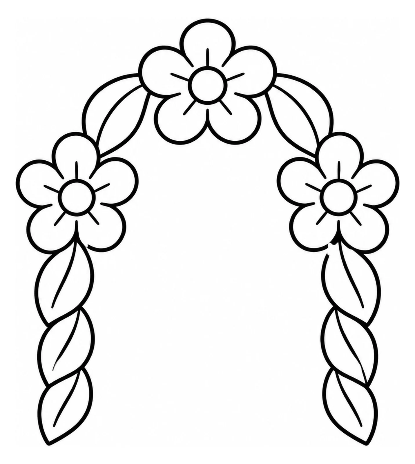 Coloriage : une guirlande courbe d’œillets d’Inde forme une décoration suspendue aux fleurs serrées.