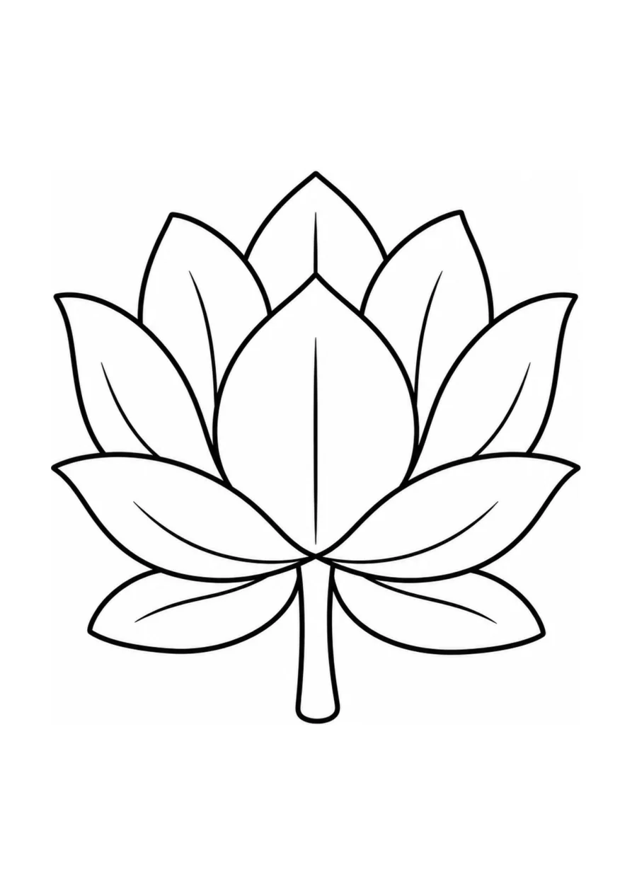 Divali-lotus als eenvoudige kleurplaat.