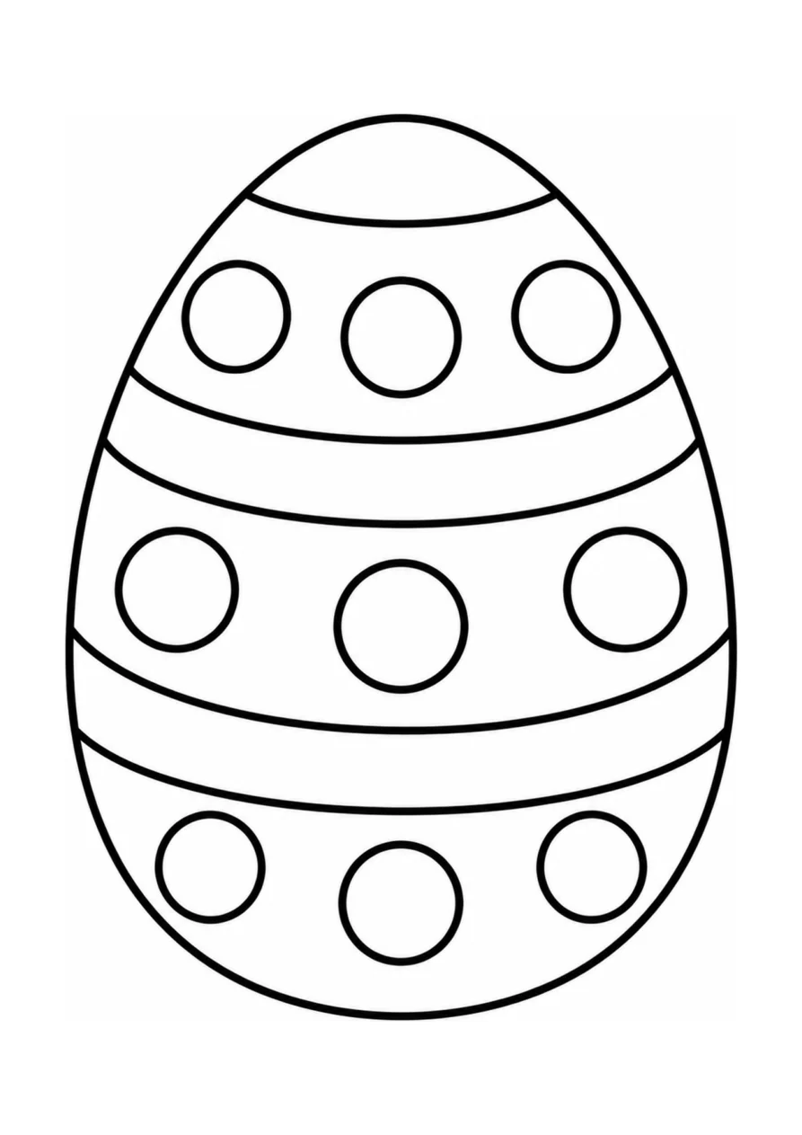 An easy coloring page with one decorated Easter egg.