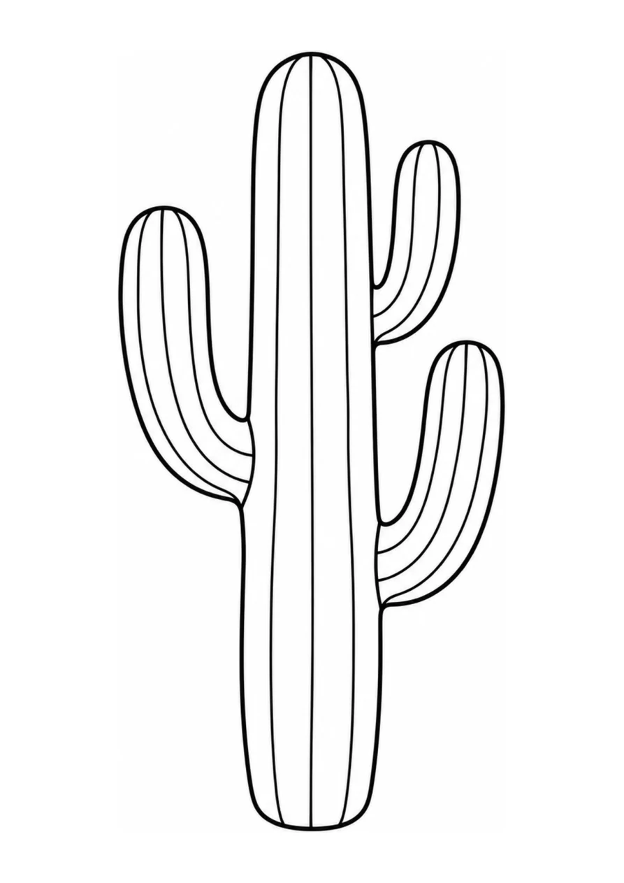 Saguaro-cactus als eenvoudige kleurplaat.