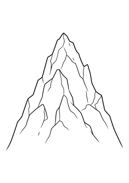 Berggipfel als einfaches Ausmalbild.