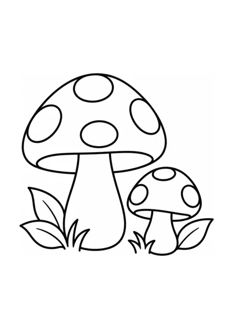 Großer Fleckpilz und kleiner Fleckpilz als einfaches Ausmalbild.