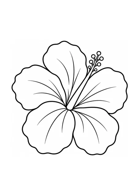 Hibiskusblüte als einfaches Ausmalbild.