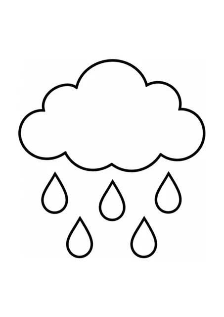 Regenwolke als einfaches Ausmalbild.