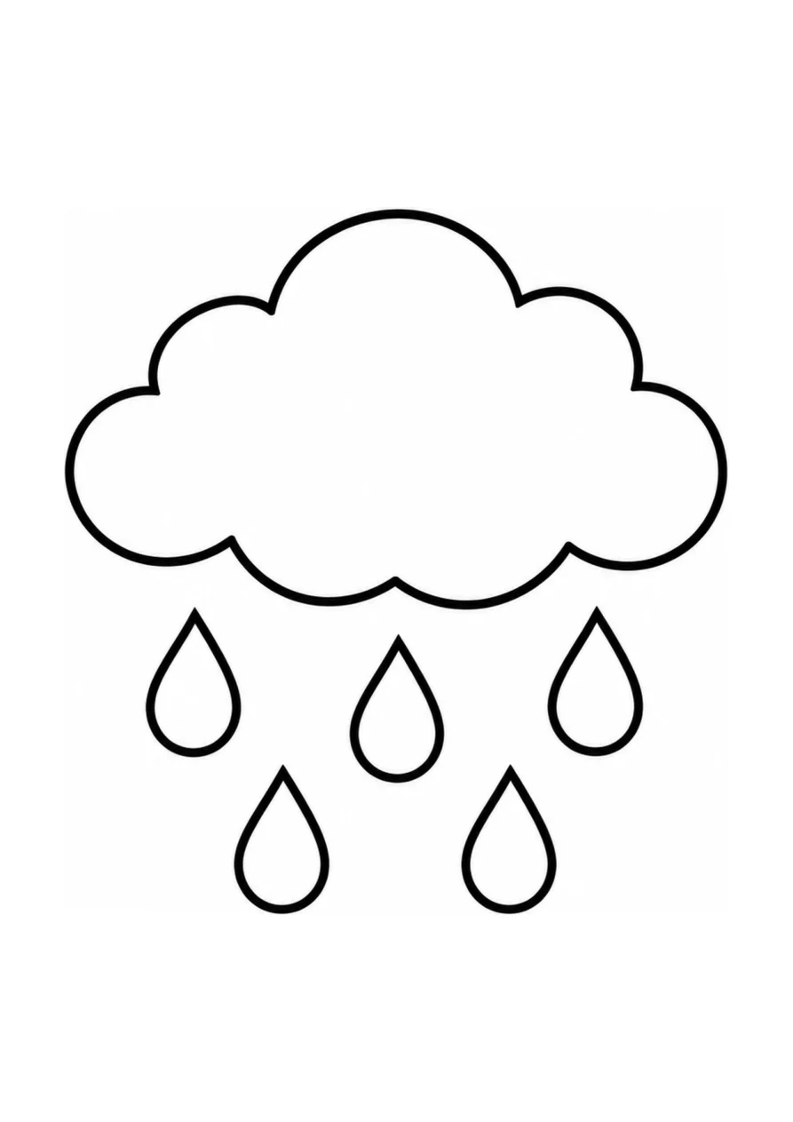 Regenwolke als einfaches Ausmalbild.