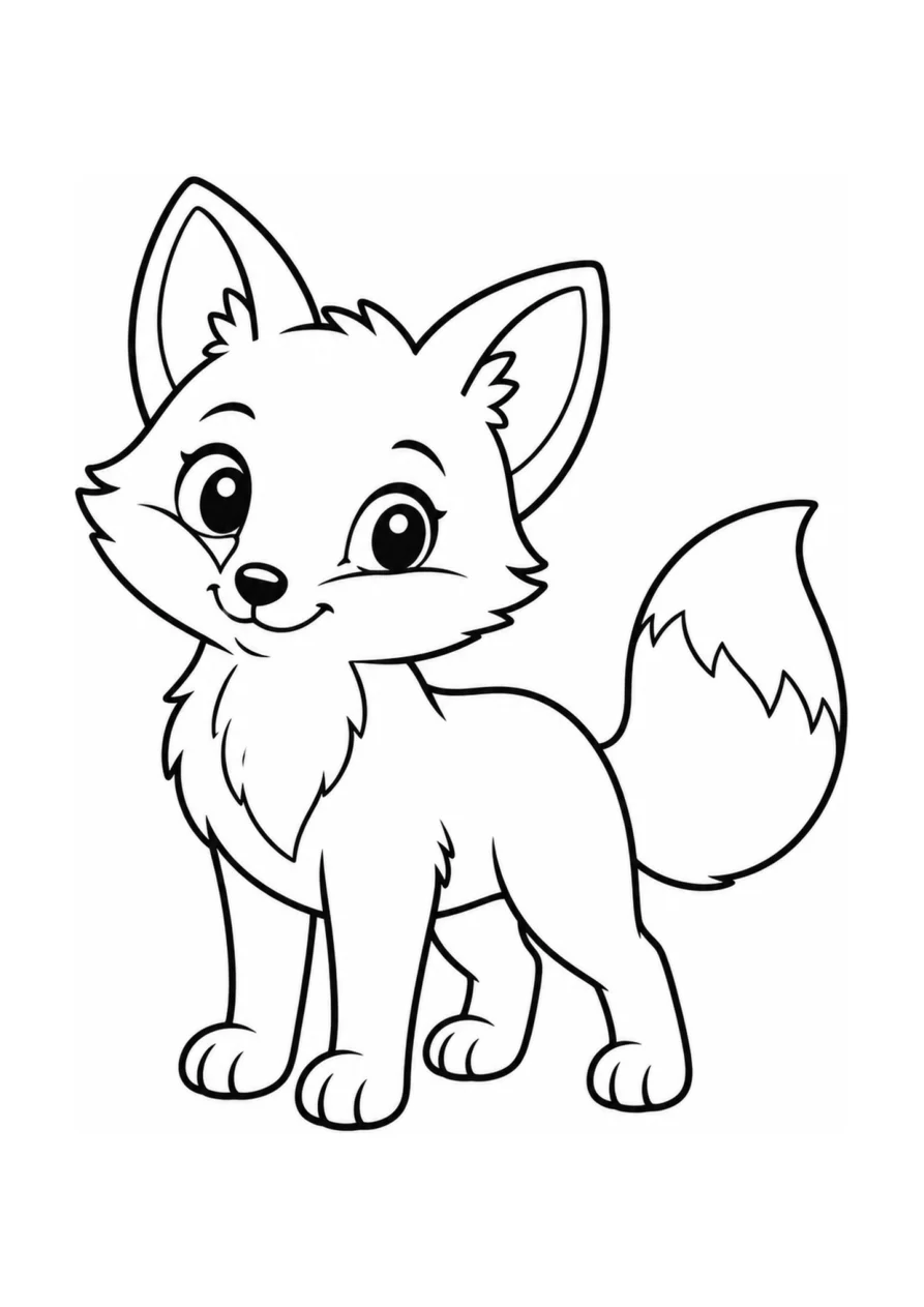 Fuchsjunges als einfaches Ausmalbild.