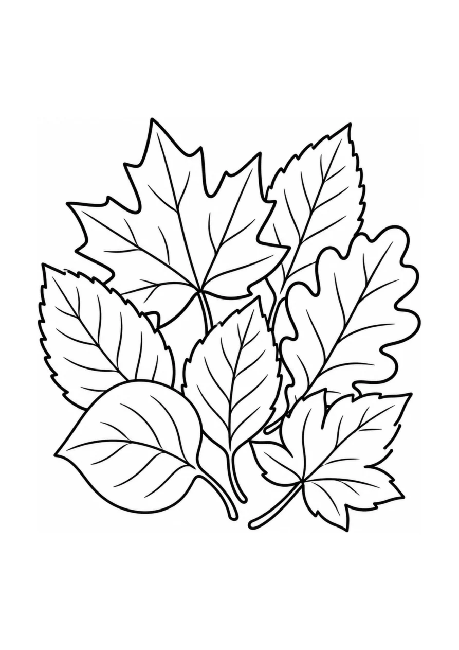 Herbstblattbüschel als einfaches Ausmalbild.