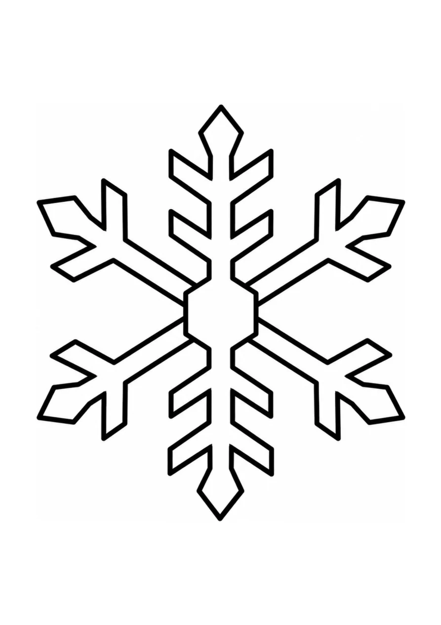 Schneekristall als einfaches Ausmalbild.