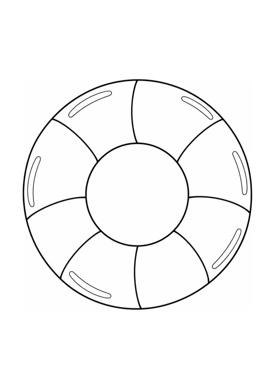An easy coloring page with one inflatable swim ring.