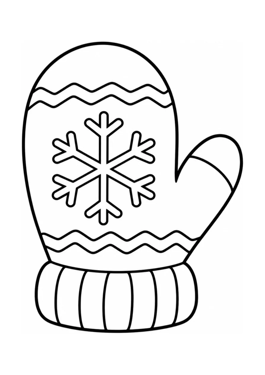 Winterfäustling als einfaches Ausmalbild.