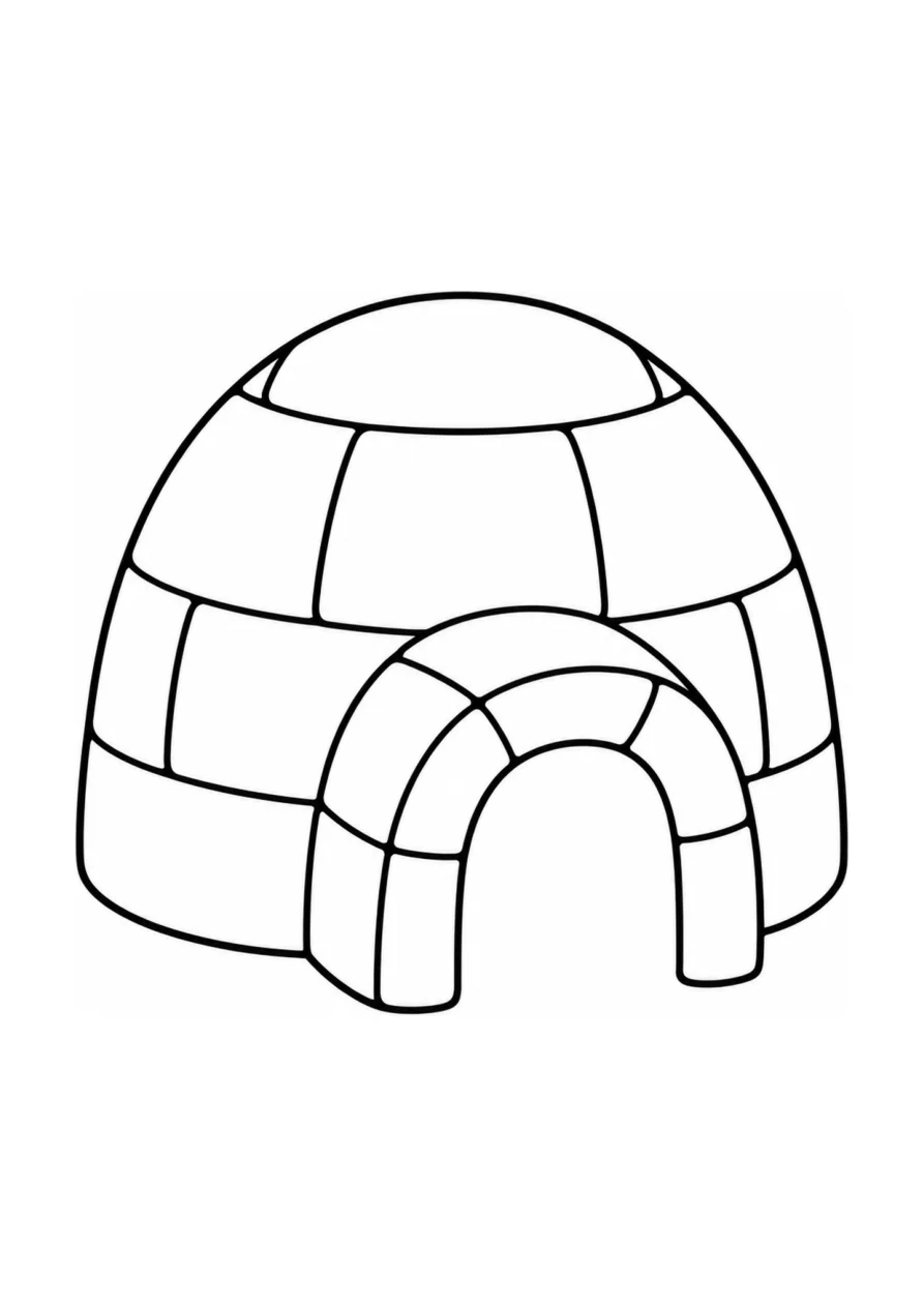 Iglu als einfaches Ausmalbild.