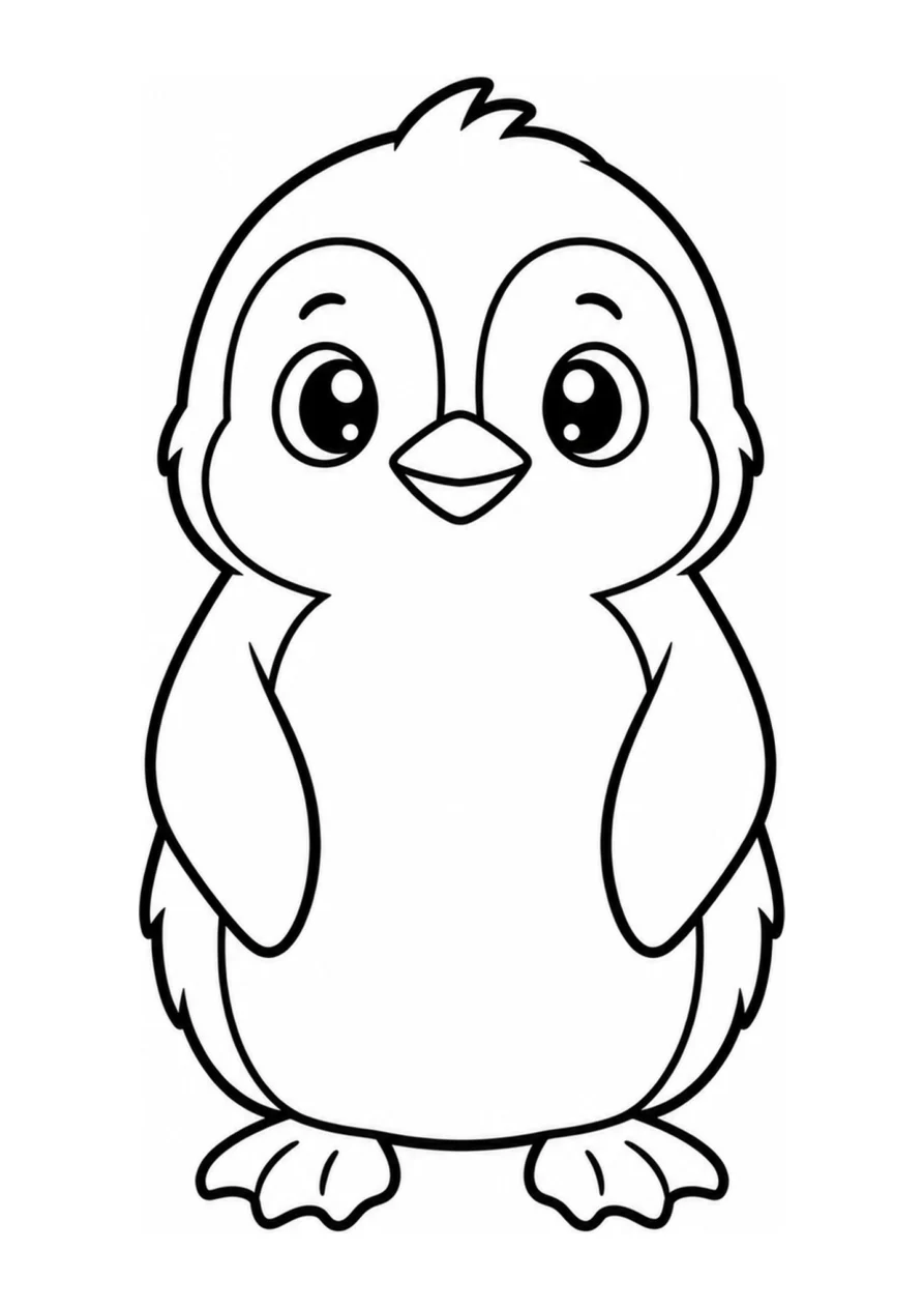 Pinguinküken als einfaches Ausmalbild.
