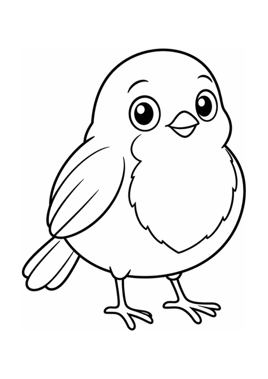 An easy coloring page with one cute robin.