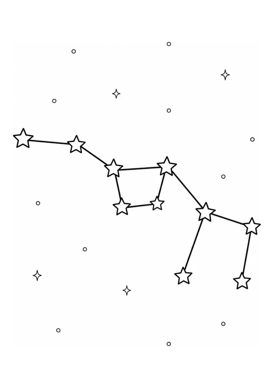 Sternbild Ursa Major als einfaches Ausmalbild.