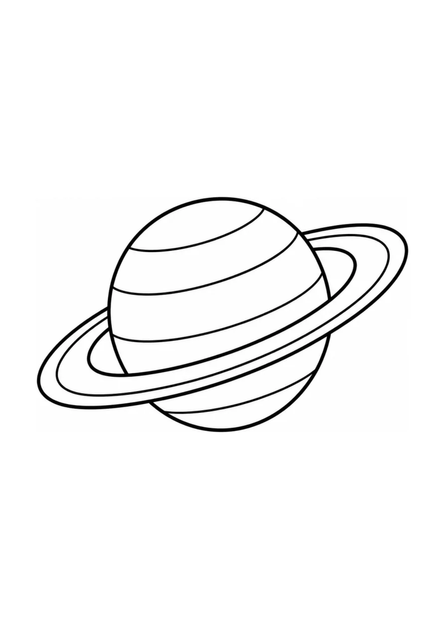 Saturn als einfaches Ausmalbild.