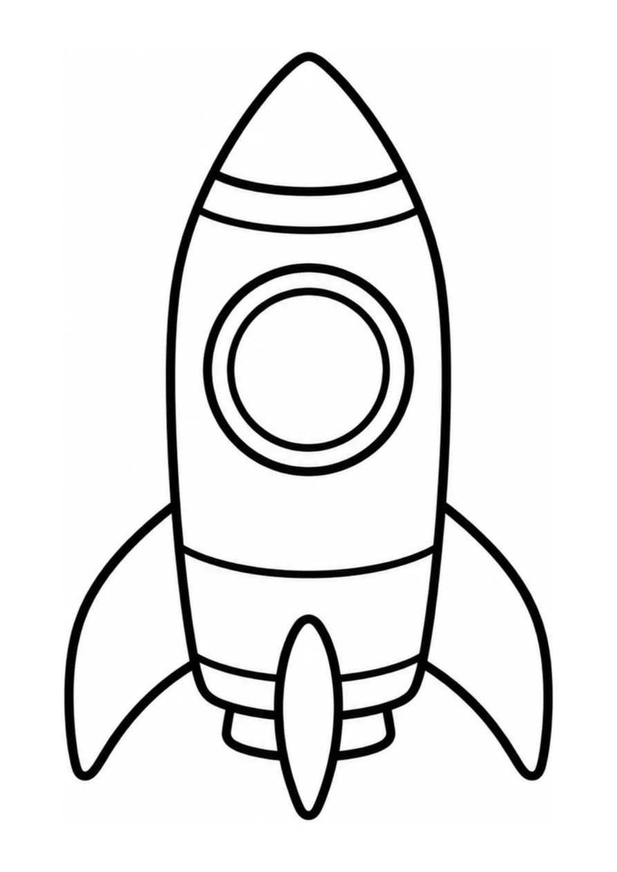An easy coloring page with one space rocket.