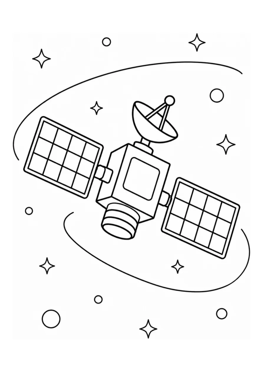 Satelit buatan sebagai halaman mewarnai mudah.