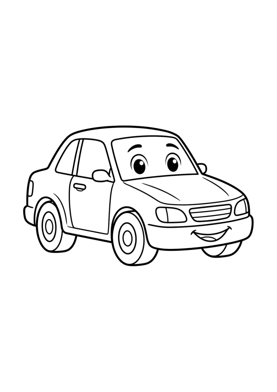 Fröhliches Cartoon-Auto, das ruhig und entspannt parkt