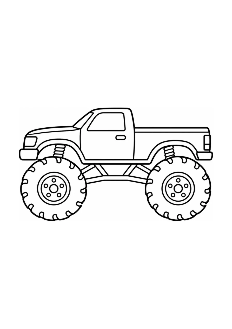 Monstertruck als einfaches Ausmalbild.
