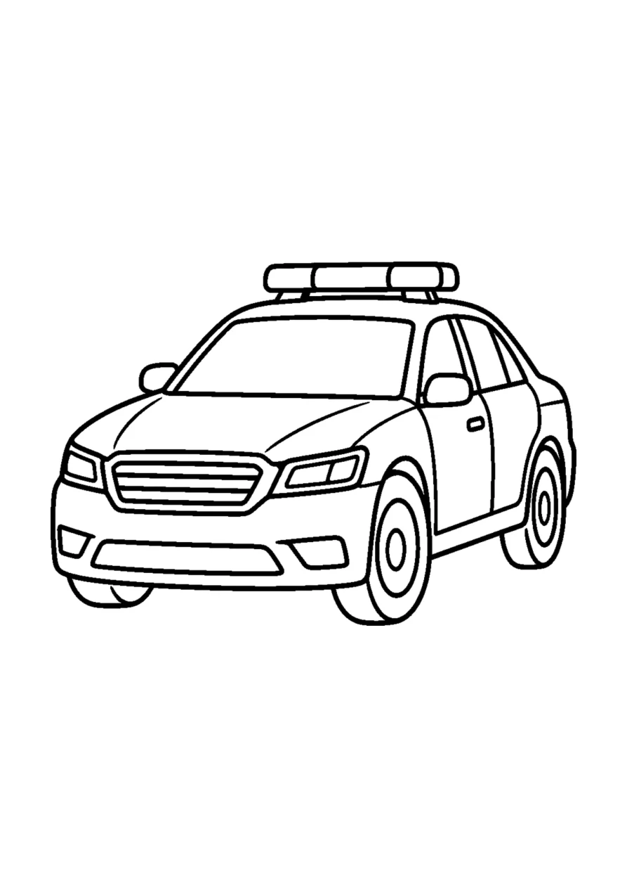 Polizeiauto als einfaches Ausmalbild.