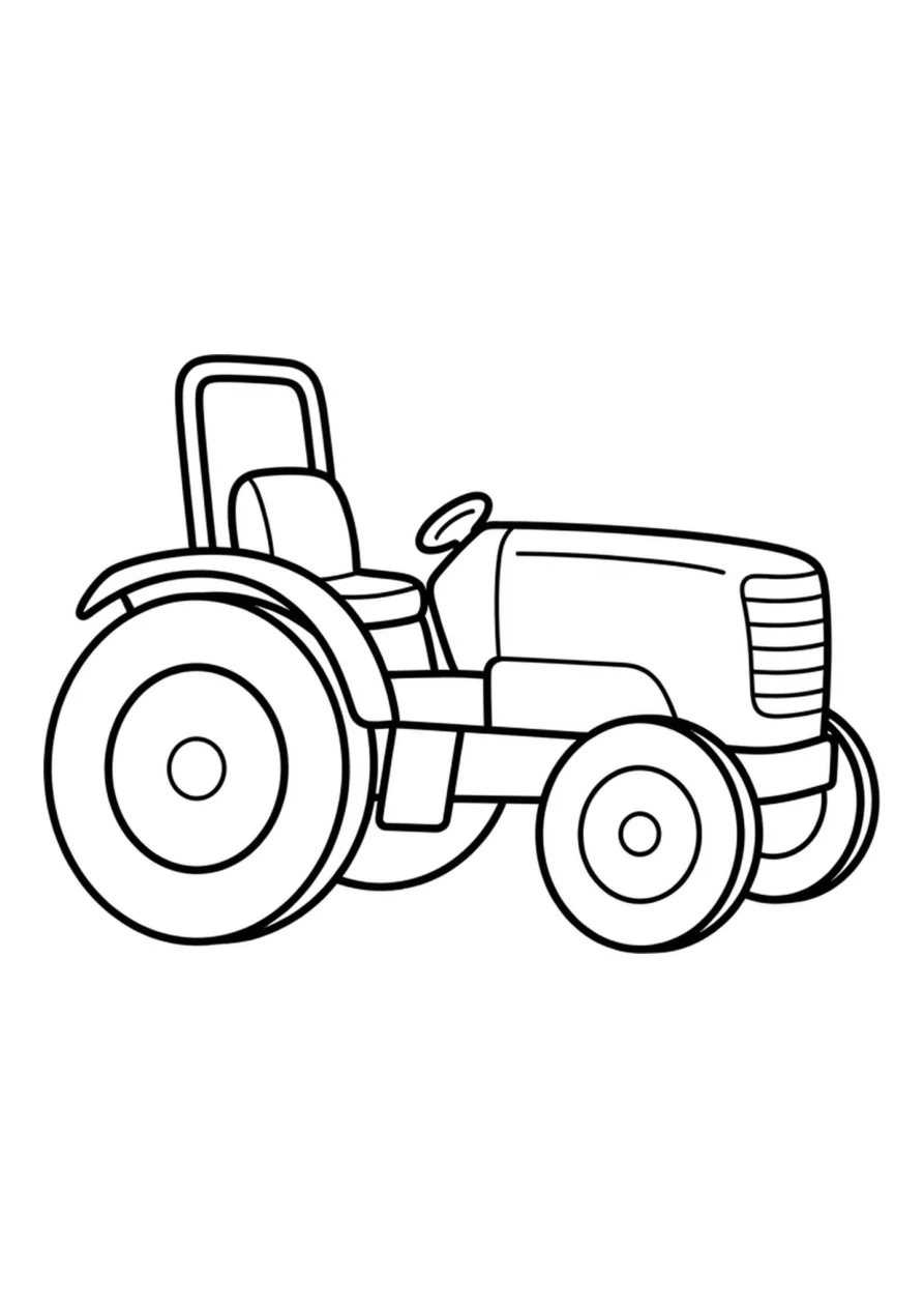 Traktor als einfaches Ausmalbild.
