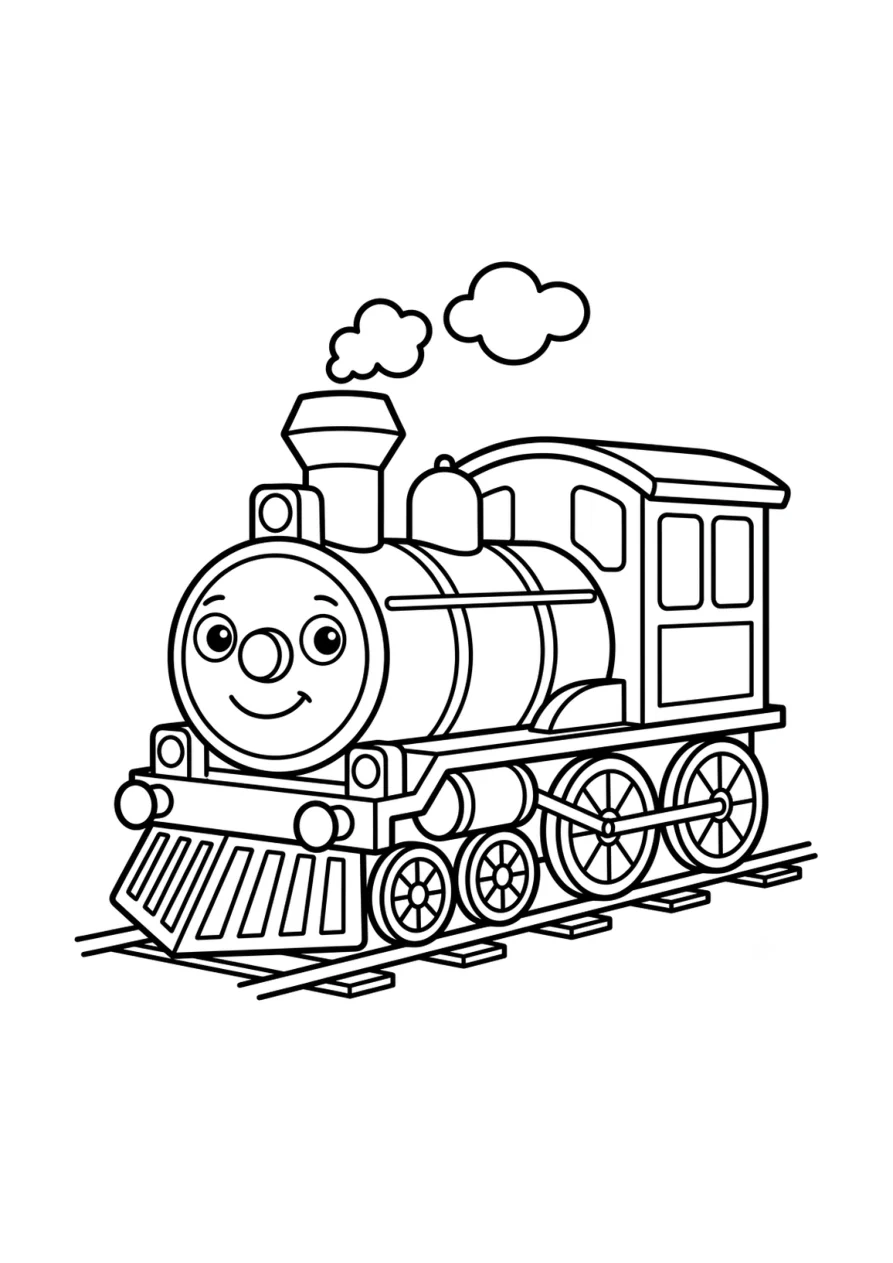 Ilustración de líneas con locomotoras distribuidas alrededor de un punto central y formando una composición triangular.