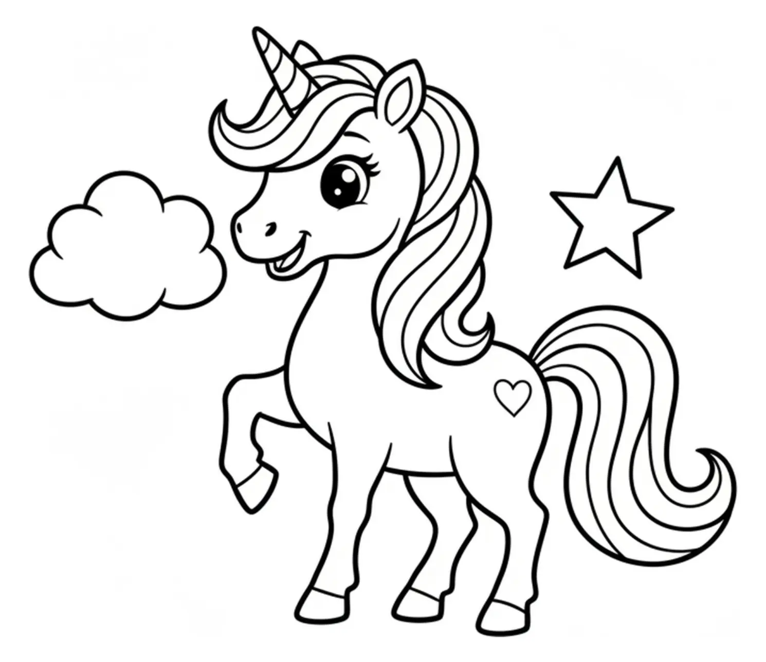 Coloring page Friendly Unicorn