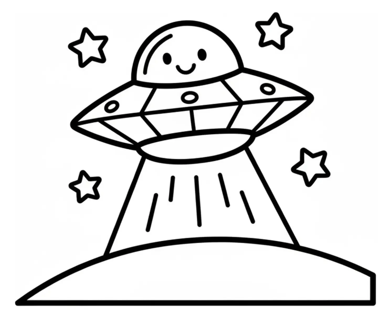 Coloring page Ufo Above Hill