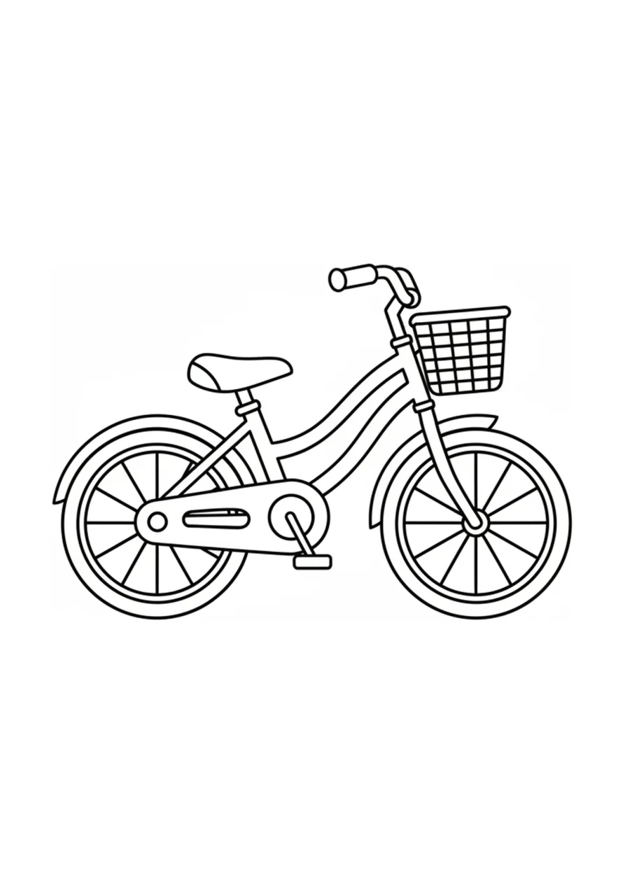 Fahrrad mit Korb Ausmalbild