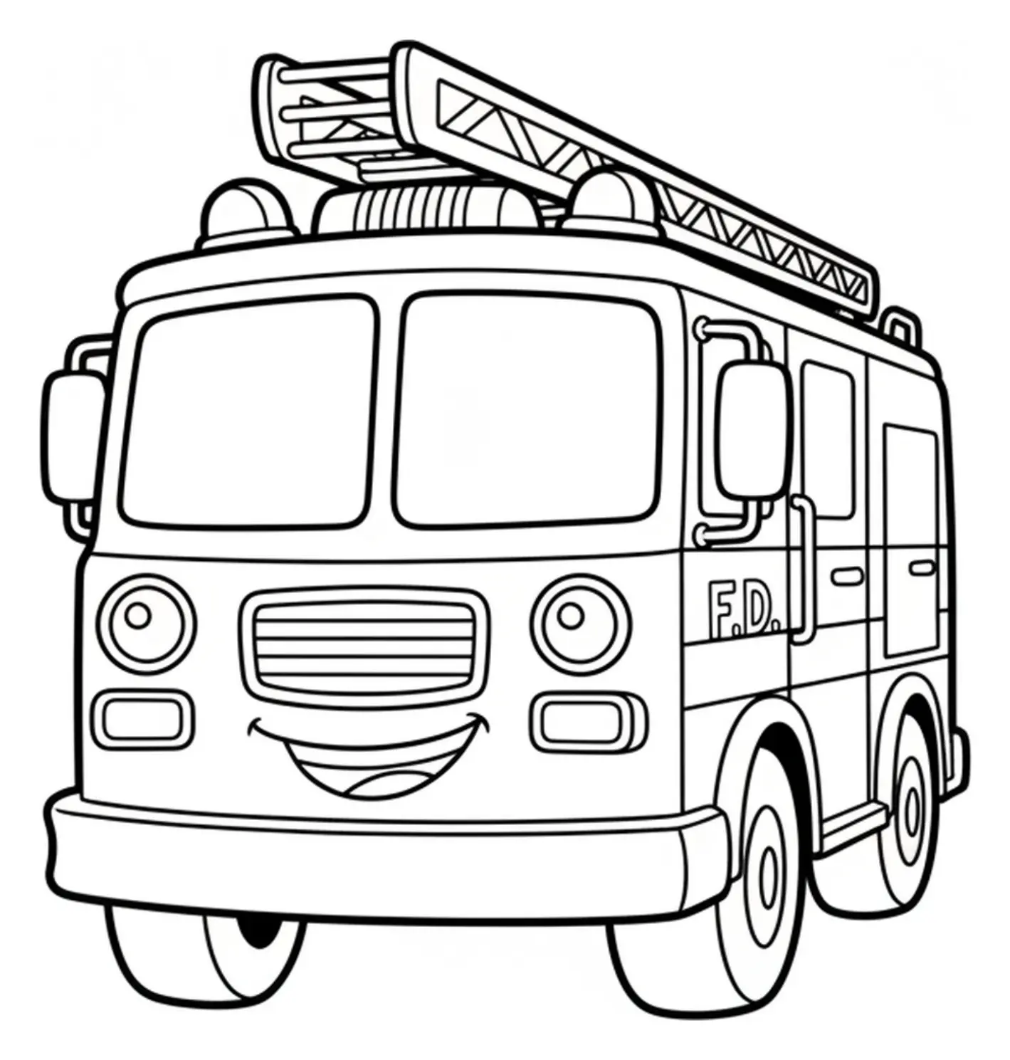 Coloring page Fire Truck Front View